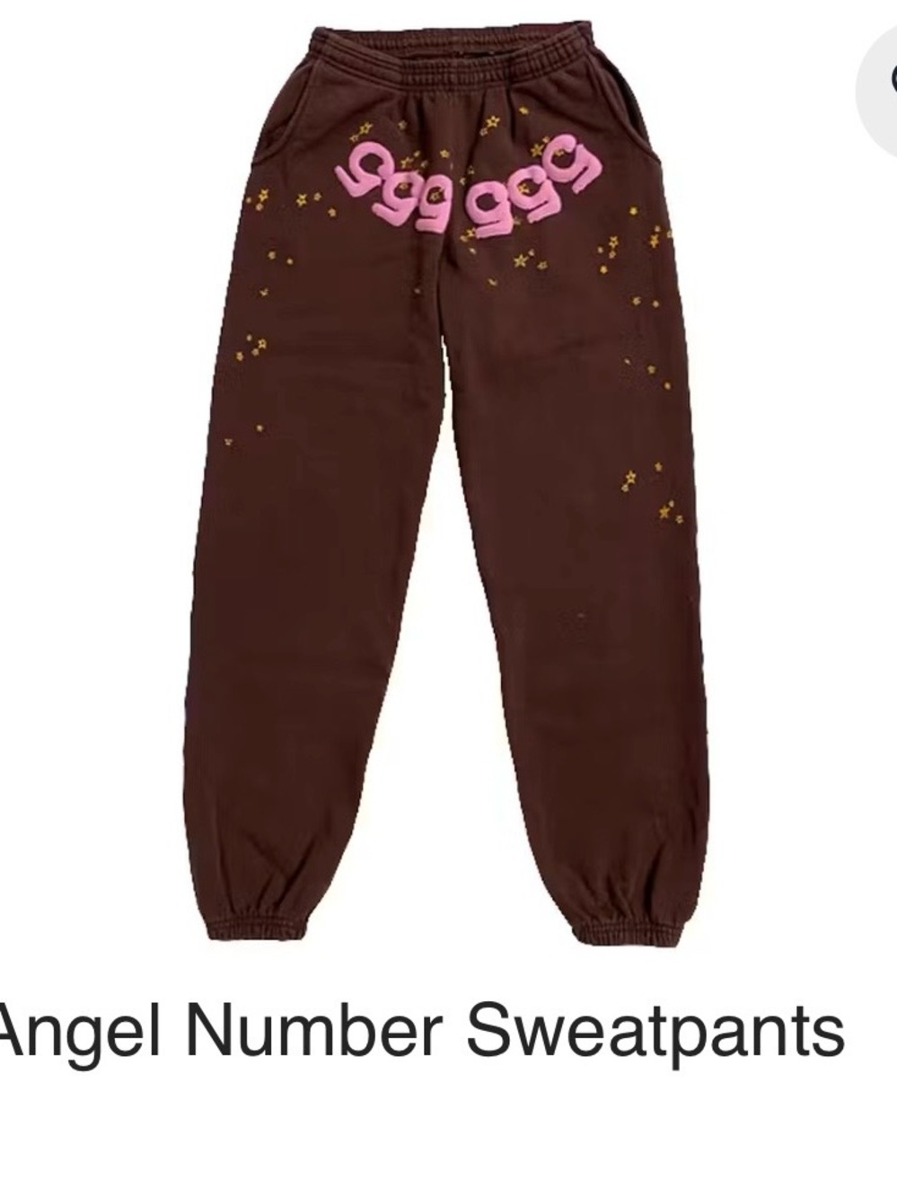 Angel Number Brown Joggers with Pink Accent - Women's Size Small